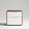 SoftEdge Wood Side Table in Walnut &  Off White Colour