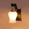 Devansh Solid Wood Electric Wall Light in Brown Colour with Whiite Shade Count of 1 Light