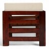 Houston Sheesham Wood   Square Stool in HONEY FINISH   Jute White Cushion