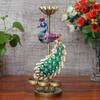Desert Art Metal Handpainted Peacock Tealight Showpiece