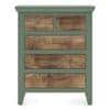 Avelin Chest of Drawer-Finish- Sage green with Burnt mango - Metal Channel