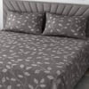 Odin Grey Floral 400 TC Cotton Flat Super King Size Bedsheet with 2 Pillow Covers – Threads