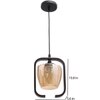 Eliante Hanging Lights, Champaign Glass Shade, Mild Steel And Wood, 3 Bulbs