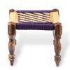 Hamilton Solid Wood Maachi Bench set with 2 Stools in Purple & Yellow Canning