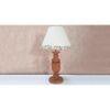 Hawley Brown Handmade Ethenic wooden Table lamp in Trophy design with Handpainted Border on Beige fabric shade