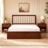 Tarang Solid Wood Compact Queen Bed Hydraulic Storage Provincial Teak Finish Mattress 60 x 72 Inches