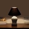 Devansh Conical Black Cotton Shade Lamp With Wood & Mosaic Glass Base For Decoration/Office/Home/Gifting/Study For Decoration/Office/Home/Gifting/Study -(10X10X14.5) Inches -A