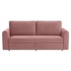 Baruna 3 Seater Velvet Pull Out Sofa Cum Bed with Storage In Peach Color