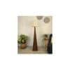 Monolith Wooden Floor Lamp with Brown Base and Jute Fabric Lampshade