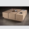 Glph Series Coffee Table Duly Polished On Natural Oak Veneer With Grooving In Black