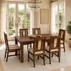 Globally Indian Corinne Solid Sheesham Wood 6 Seater Dining Table Set 6 Chairs Beige