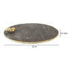 Marble Platter  Black Round With Gold Foil Work   Metal Flower  Embedded