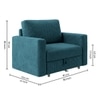 Alfon 1 Seater Velvet Pull Out Sofa Cum Bed with Storage In T Blue