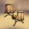 Devansh Metal Electric Wall Light in Gold Colour with Beige Shade Count of 2 Lights