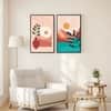 The Castle Decor Boho Abstract Botanical Wall Art Set of 2 Design 1 11x17 Inch