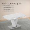 Caribu 6 To 8 Extendable Dining Table In White Marble Color With High Gloss Finish