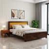 Dhunja Solid Sheesham Wood  King Size  Upholstered  Bed In Provincial Teak Finish