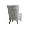 Carolina Printed Canvas Geometry Fabric Wing Chair in White Colour