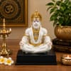 Devotional Divine Serenity Hanuman Statue in White and Gold Colour