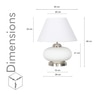 MALOTO Frosted White Glass and Chrome Finish Metal Table Lamp With White Cotton Shade