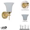 AURORA Modern Brass Wall Light with Frosted White Glass Shade