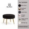 Doe Buck Luna Boucle Round Ottoman Stool in Black Colour with Gold Metal Legs