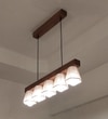 Hexa Brown Solid Wood Cluster Hanging Light