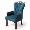 Arista Sheesham Wood Lounge Chair In Turquoise Sea Velvet Upholstery