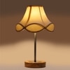 Devansh Off-White Cotton Vintage  Lamp With Natural  Wood Base  & Steel Pipe  (12X19.25)
