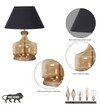 Alexandro Amber Lustere Glass And Wood Table Lamp With Black Cotton Shade