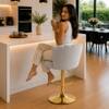 Doe Buck Luxury Grey Velvet Adjustable Bar Stool Chair with Gold Hydraulic Base