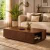 Kingsley Sheesham Wood Geometric Chevron Coffee Table in Walnut Finish