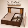 Virasat Solid Wood Compact King Bed Box Storage Provincial Teak Finish Mattress 72 x 72 Inches