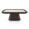 Lazo Solid Wood And Aravali Marble Square Coffee Table In Dark Chestnut Finish