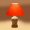 Devansh Conical Orange Cotton Shade Lamp With Wood & Mosaic Glass Base For Decoration/Office/Home/Gifting/Study For Decoration/Office/Home/Gifting/Study -(10X10X14.5) Inches -A