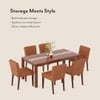 Atlas Crest Storage Solid Wood 6 Seater Dining Table With Set Of 6 Ludo Dining Chairs