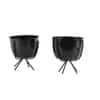 Metal Planter With Stand Set Of 2 In Black Colour