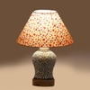 Devansh Conical Multi Cotton Shade Lamp With Wood & Mosaic Glass Base For Decoration/Office/Home/Gifting/Study For Decoration/Office/Home/Gifting/Study -(10X10X14.5) Inches -A