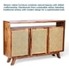Rockport Sheesham Wood Mid Sideboard With Rattan Work
