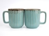 Blue Aqua Drizzle Contemporary Ceramic Mug Set