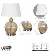Idonia Nickel And Amber Finish Table Lamp With White Shade