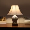 Devansh Off-White Cotton Shade Lamp With Wood & Mosaic Glass Base For Decoration/Office/Home/Gifting/Study For Decoration/Office/Home/Gifting/Study