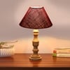 Devansh Maroon Jute Table Lamp With G Wood Natural Base (10X18 Inches)-36