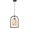 Eliante Hanging Light - Champaign Glass Shade, Mild Steel And Wood, 1 Bulb, Modern Pendant Lamp