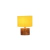 Corinna Yellow cotton table lamp with Natural Wood Base