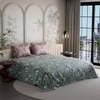Stoa Paris Super King Size Cotton Bedsheet with 2 Pillow Covers  Size Wild Magnolia Blue