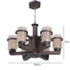 Eliante Chandelier - 6 Light Mild Steel Wood Glass Hanging Ceiling Light Fixture