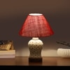 Devansh Conical Pink Jute Shade Lamp With Wood & Mosaic Glass Base For Decoration/Office/Home/Gifting/Study For Decoration/Office/Home/Gifting/Study -(10X10X14.5) Inches -A