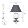 RAMZI Chrome Finish Metal And Frosted White Glass Table Lamp With Black Cotton Shade