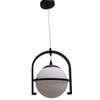 Eliante Hanging Light, White Glass Shade, Mild Steel And Wood, 1 Bulb - Modern Ceiling Pendant Lamp